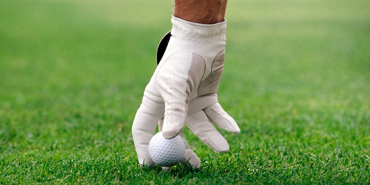 Main Tenir Une Balle De Golf Homme Golfeur Avec Gant De Golf Joueur De Golf  Masculin Sur Un Parcours De Golf Professionnel